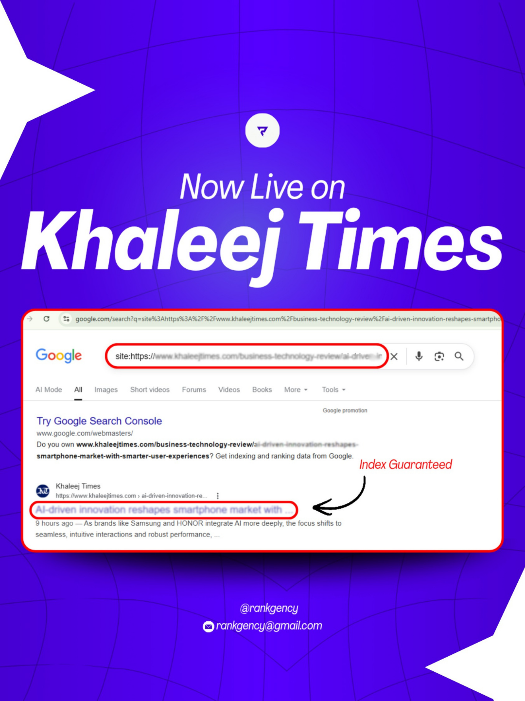 Feature on Khaleej times by Rankgency