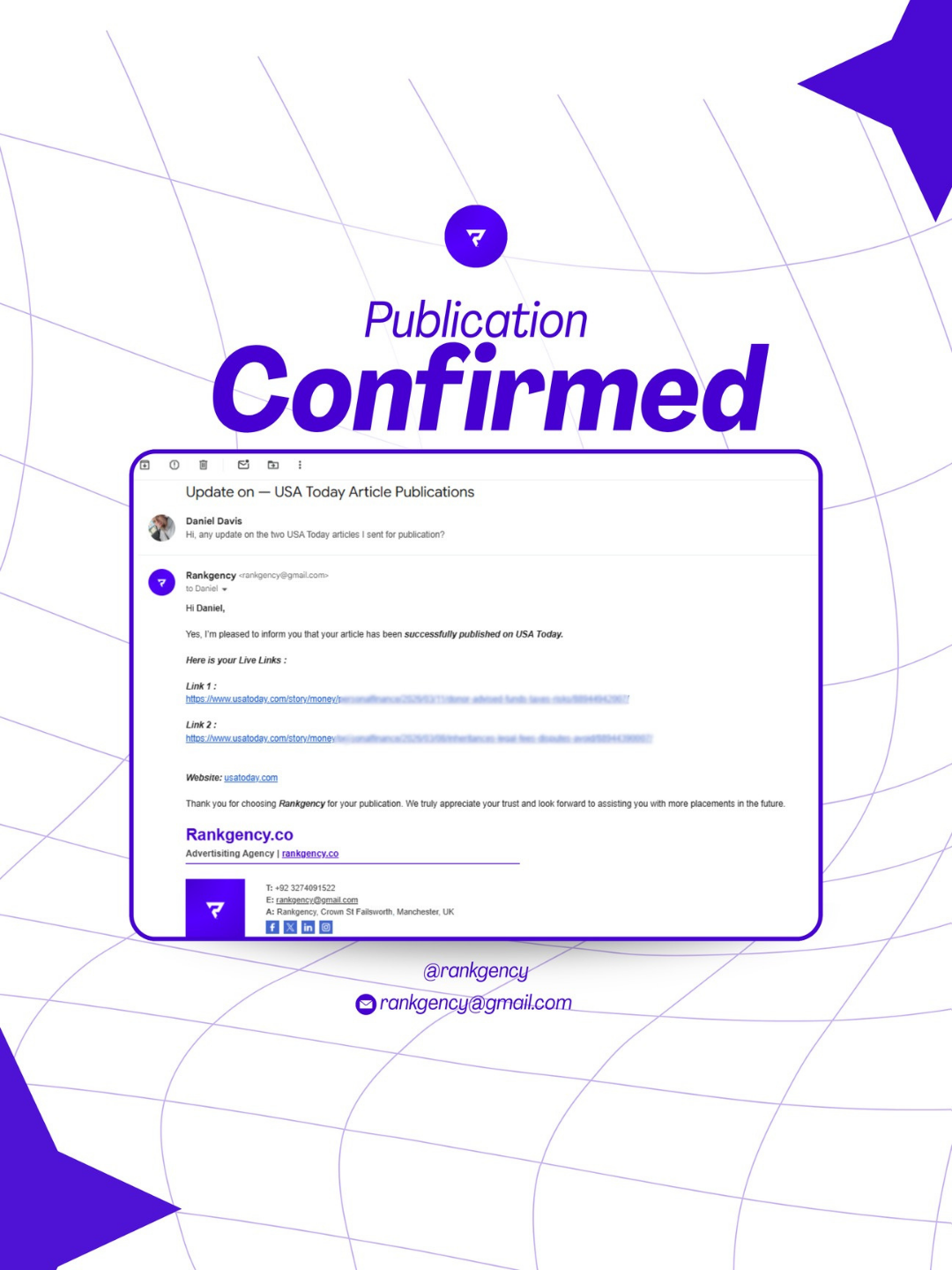 Media Placement On USA Today by Rankgency